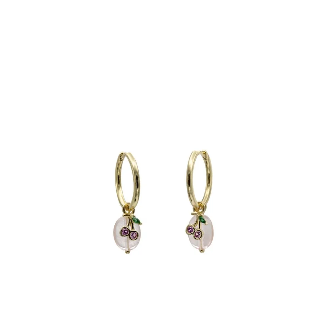 Pendientes Con Colgantes | LINEARGENT Pendientes con colgantes de plata charm de cereza con circonitas y piedras semipreciosas