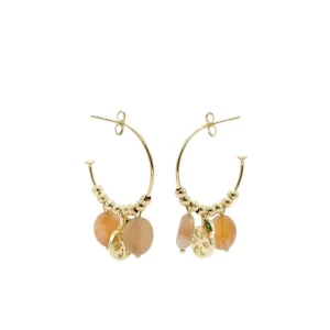 Pendientes Con Colgantes | LINEARGENT Pendientes con colgantes de plata charm naranja con circonitas y aventurina naranja