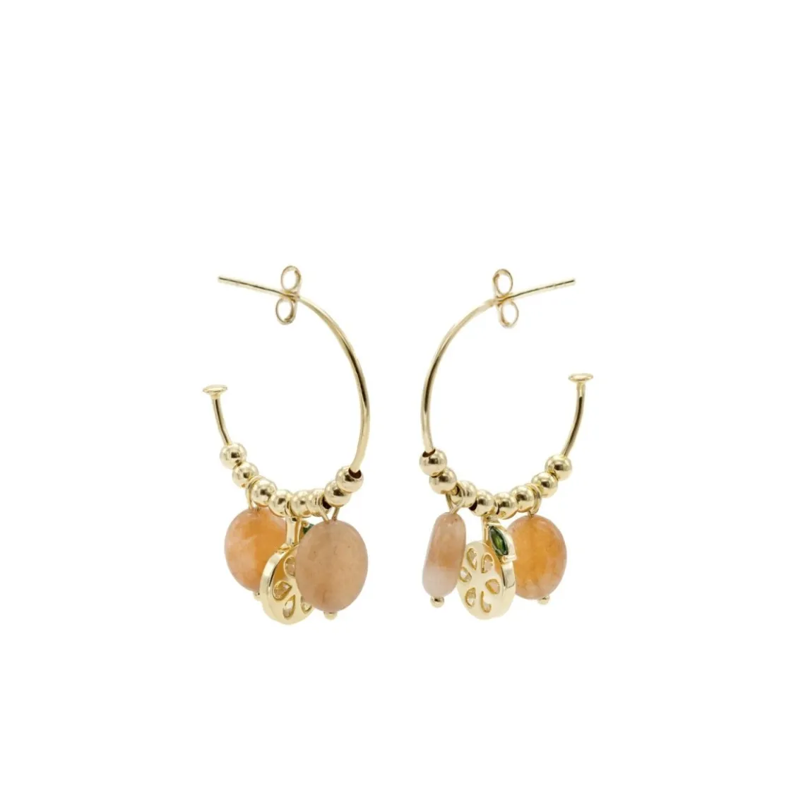 Pendientes Con Colgantes | LINEARGENT Pendientes con colgantes de plata charm naranja con circonitas y aventurina naranja