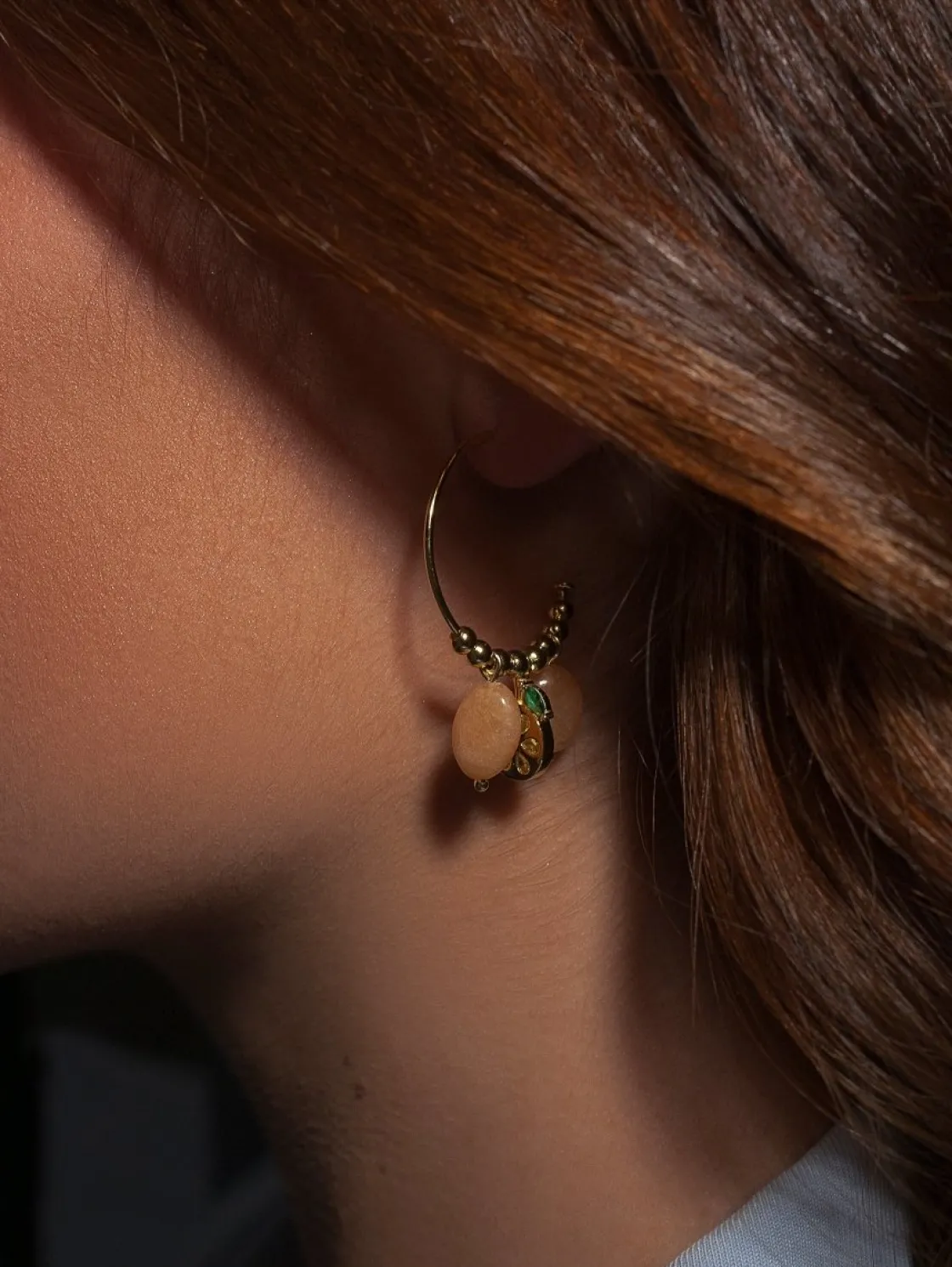 Pendientes Con Colgantes | LINEARGENT Pendientes con colgantes de plata charm naranja con circonitas y aventurina naranja