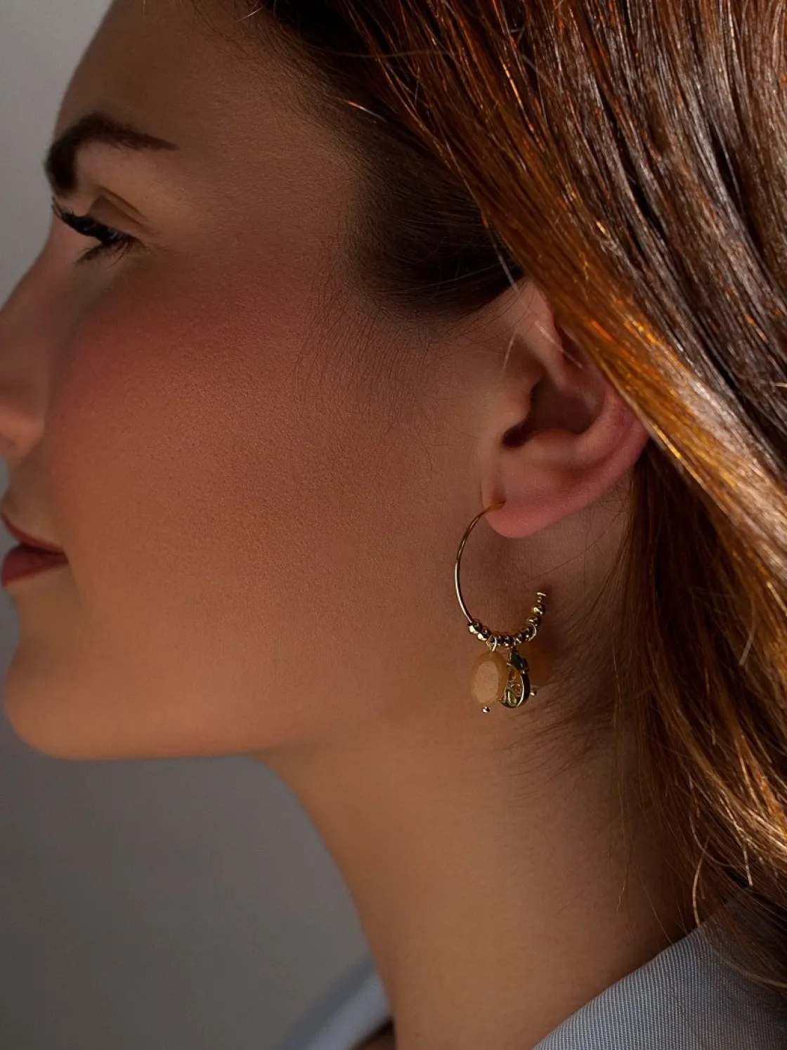 Pendientes Con Colgantes | LINEARGENT Pendientes con colgantes de plata charm naranja con circonitas y aventurina naranja