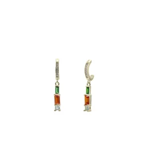 Pendientes De Piedras De Colores | Pendientes Con Colgantes | LINEARGENT Pendientes con colgantes diseño aro y gemas de colores