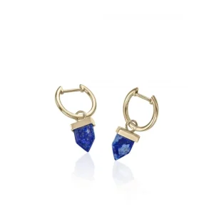 Pendientes De Piedra Natural | LINEARGENT Pendientes con colgantes diseño charm lapislázuli bañados en oro