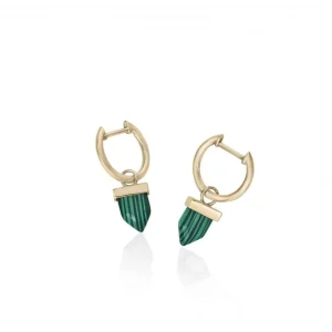 Pendientes De Piedra Natural | LINEARGENT Pendientes con colgantes diseño charm malaquita bañados en oro