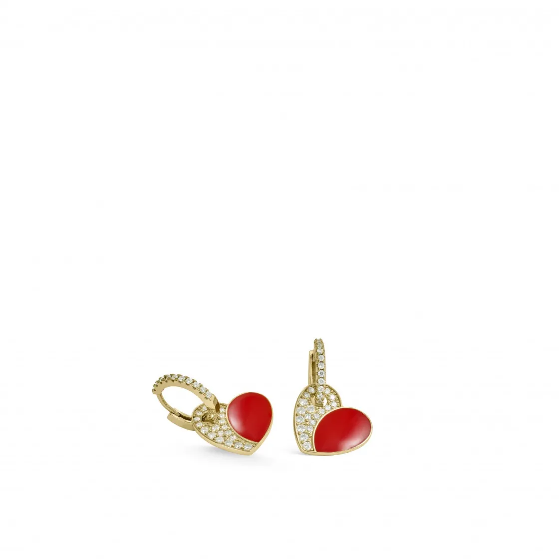 Pendientes Con Colgantes | LINEARGENT Pendientes con colgantes diseño corazón de esmalte rojo