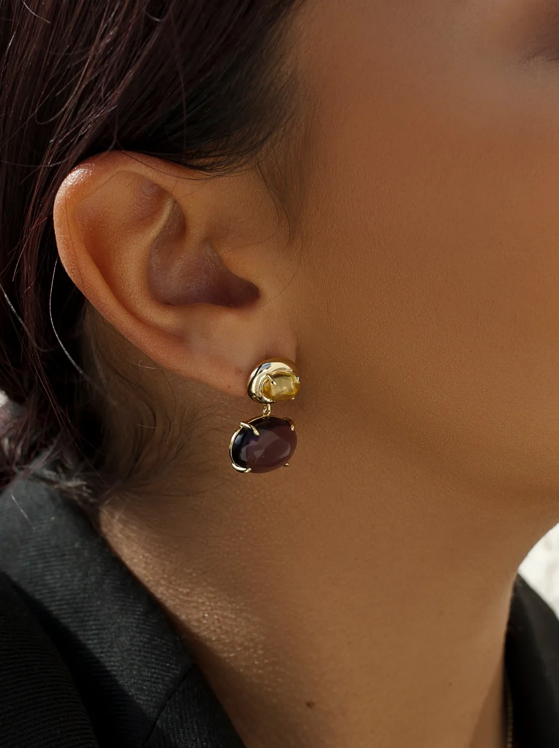 Pendientes De Piedras De Colores | LINEARGENT Pendientes con colgantes diseño cuarzo adamantino bicolor