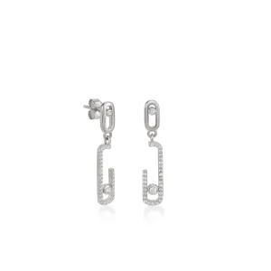 Pendientes Largos | LINEARGENT Pendientes con colgantes diseño de clip brillante