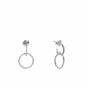 Pendientes Con Colgantes | LINEARGENT Pendientes con colgantes diseño de doble aro con circonitas