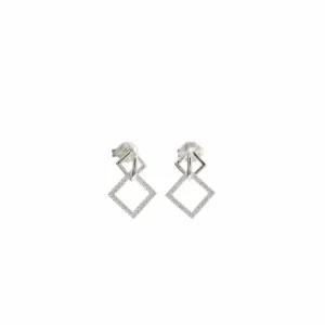 Pendientes Largos | LINEARGENT Pendientes con colgantes diseño de doble rombo y circonitas