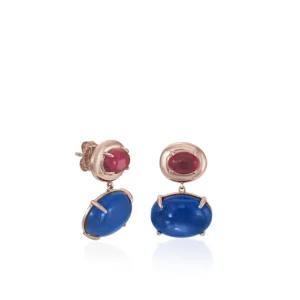 Pendientes De Piedras De Colores | LINEARGENT Pendientes con colgantes diseño doble cuarzo adamantino