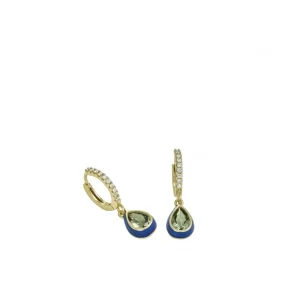 Pendientes De Piedras De Colores | Pendientes Con Colgantes | LINEARGENT Pendientes con colgantes diseño gota con esmalte azul