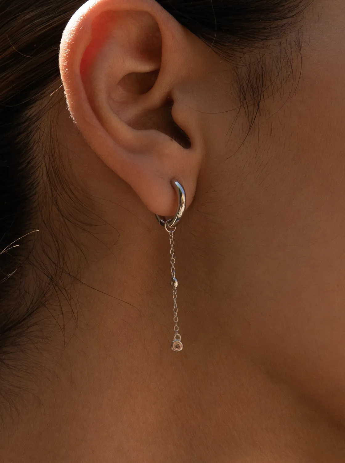 Pendientes Largos | LINEARGENT Pendientes con colgantes estilo aro con cadenas