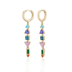Pendientes De Piedra Natural | Pendientes Con Colgantes | LINEARGENT Pendientes con colgantes estilo aro con gemas aventurina
