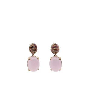 Pendientes De Piedras De Colores | LINEARGENT Pendientes con colgantes estilo cabouchón tono rosa
