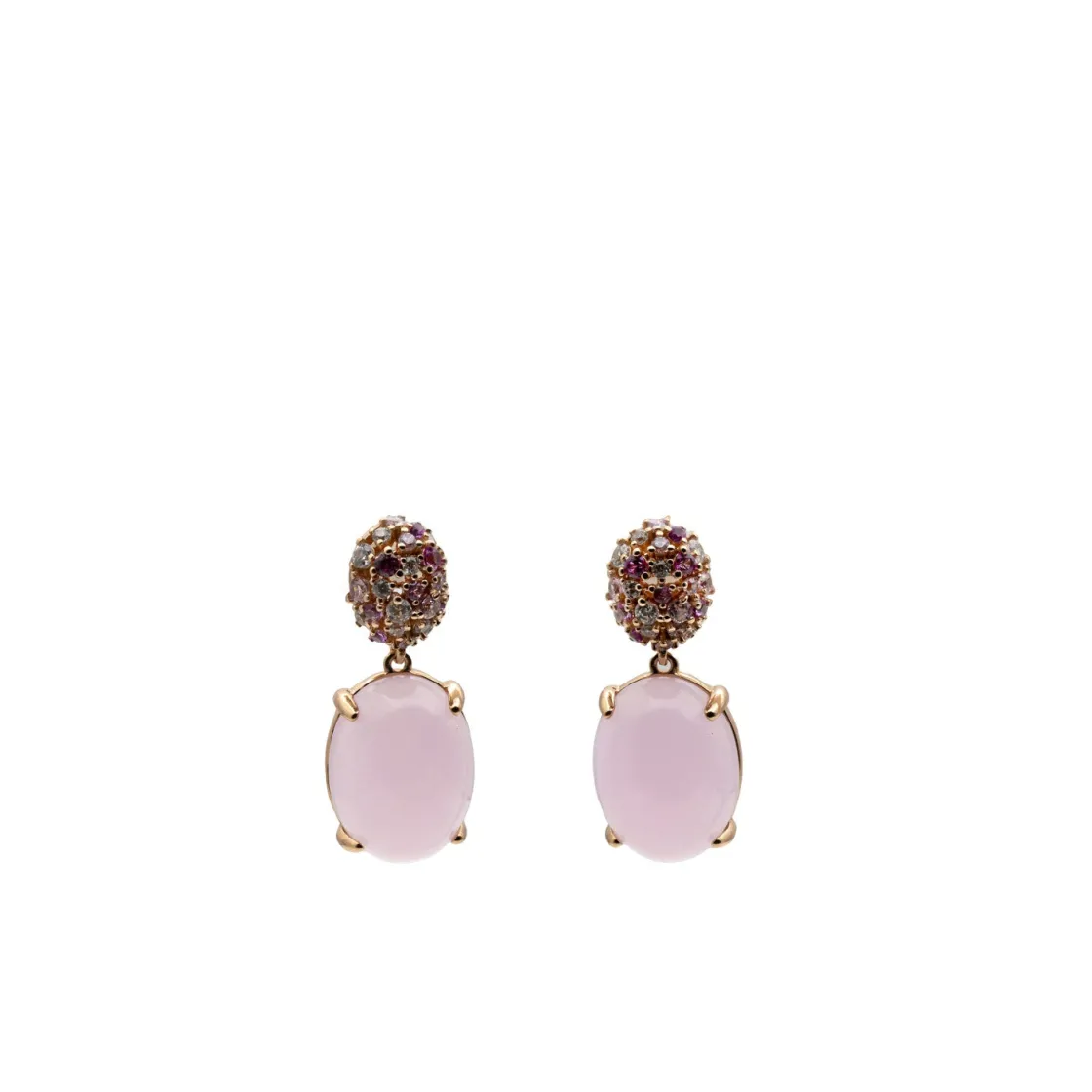 Pendientes De Piedras De Colores | LINEARGENT Pendientes con colgantes estilo cabouchón tono rosa