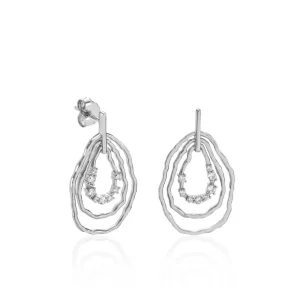 Pendientes Largos | LINEARGENT Pendientes con colgantes forma ovalada y destellos de circonita