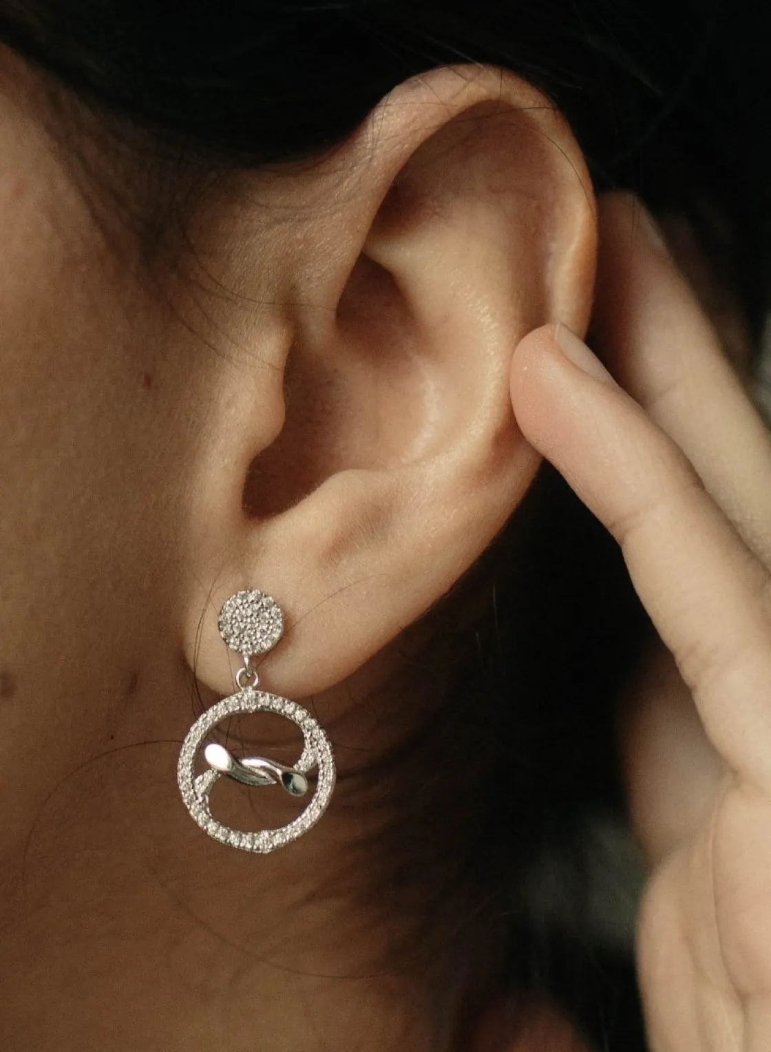 Pendientes Largos | LINEARGENT Pendientes con colgantes motivo de nudo con circonitas