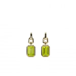 Pendientes De Piedras De Colores | LINEARGENT Pendientes con colgantes talla radiante en tono lima