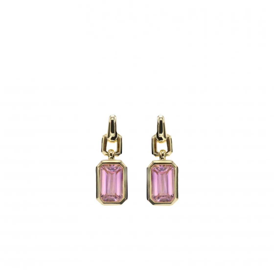 Pendientes De Piedras De Colores | LINEARGENT Pendientes con colgantes talla radiante en tono rosado