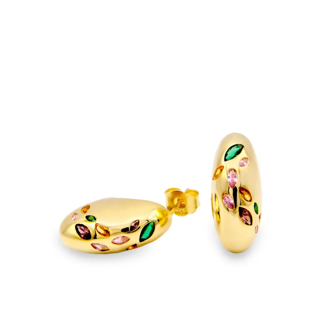 Pendientes De Piedras De Colores | LINEARGENT Pendientes con piedras de colores con diseño ovalado