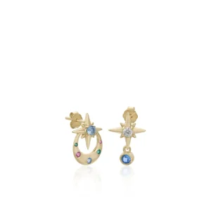 Pendientes Con Colgantes | LINEARGENT Pendientes con piedras de colores diseño universo