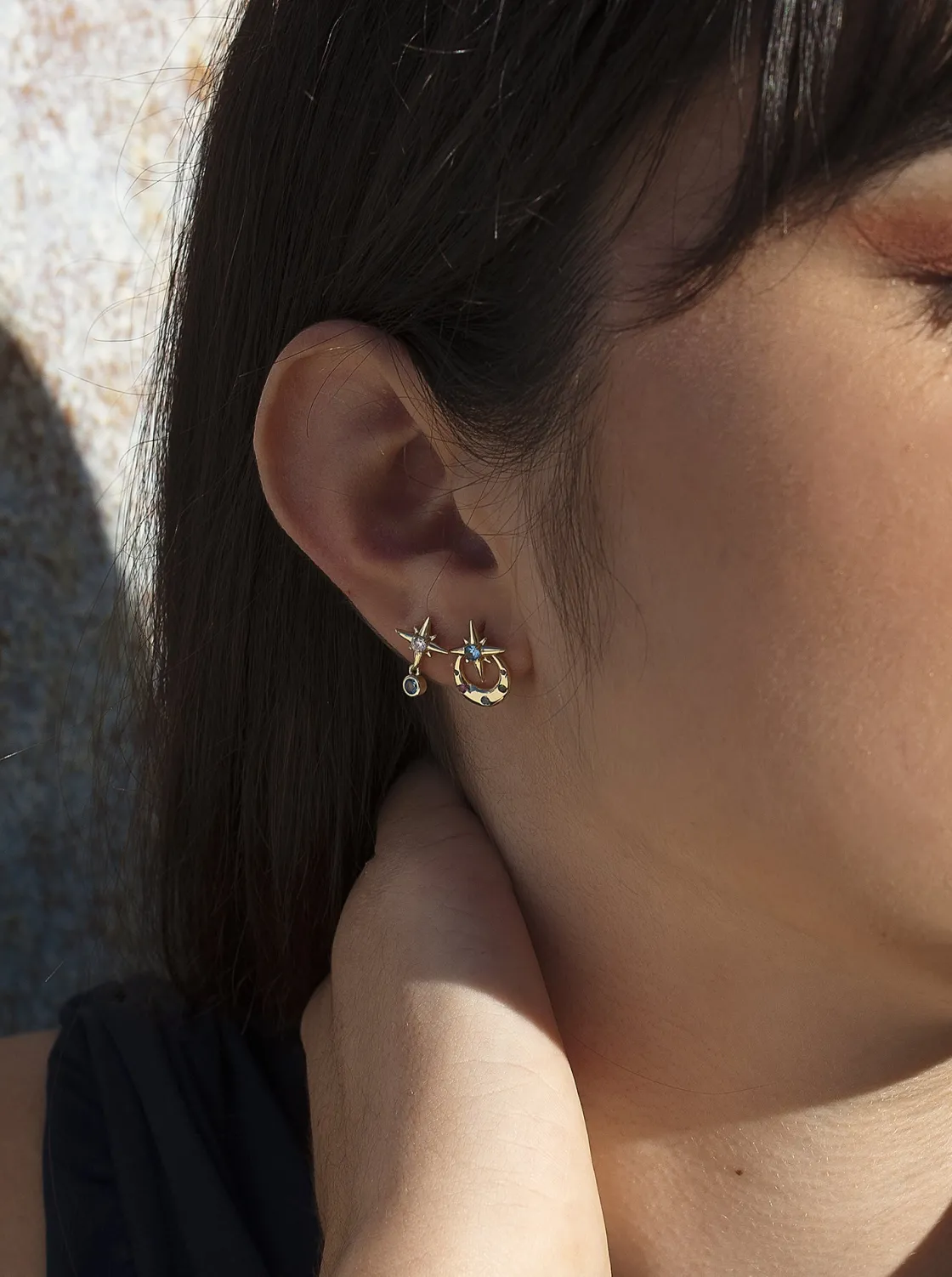 Pendientes Con Colgantes | LINEARGENT Pendientes con piedras de colores diseño universo