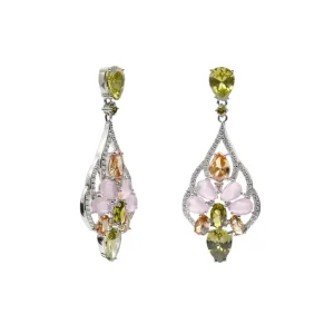 Pendientes De Piedra Natural | Pendientes De Piedras De Colores | LINEARGENT Pendientes con piedras diseño barroco con tonos romanticos