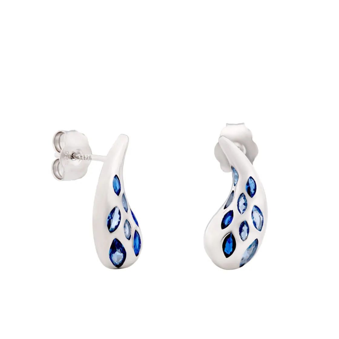 Pendientes De Piedras De Colores | LINEARGENT Pendientes con piedras diseño gota en tono azul