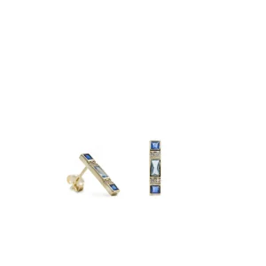 Pendientes De Piedras De Colores | Pendientes Pequeños | LINEARGENT Pendientes con piedras diseño tonos azules