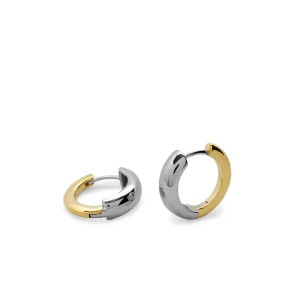 Pendientes Aro | LINEARGENT Pendientes de aro bicolor diámetro pequeño con color plata delante