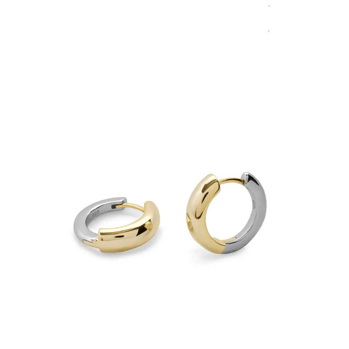Pendientes Aro | LINEARGENT Pendientes de aro bicolor diámetro pequeño con dorado delante