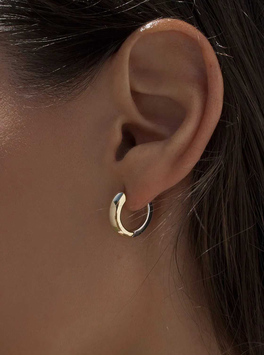 Pendientes Aro | LINEARGENT Pendientes de aro bicolor diámetro pequeño con dorado delante