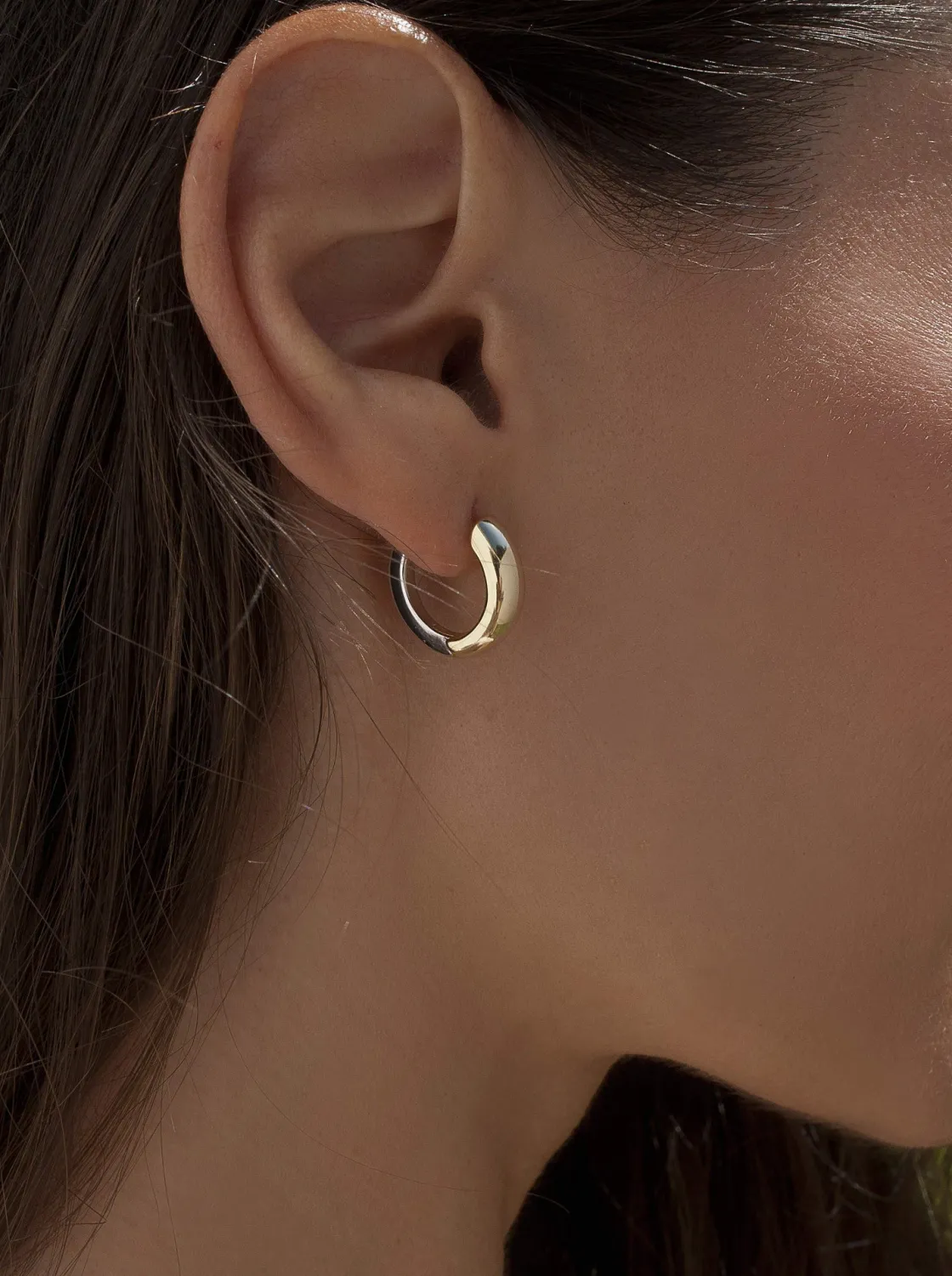 Pendientes Aro | LINEARGENT Pendientes de aro bicolor diámetro pequeño con dorado delante