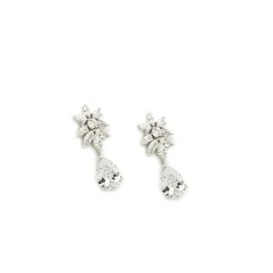 Pendientes Largos | LINEARGENT Pendientes de novia pequeños festivos con diseño floral