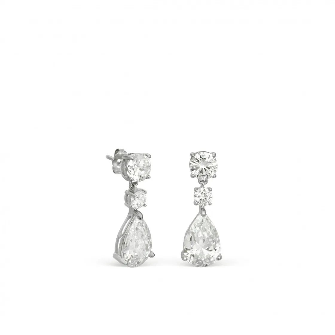 Pendientes Largos | LINEARGENT Pendientes de novia pequeños monocolor con circonitas