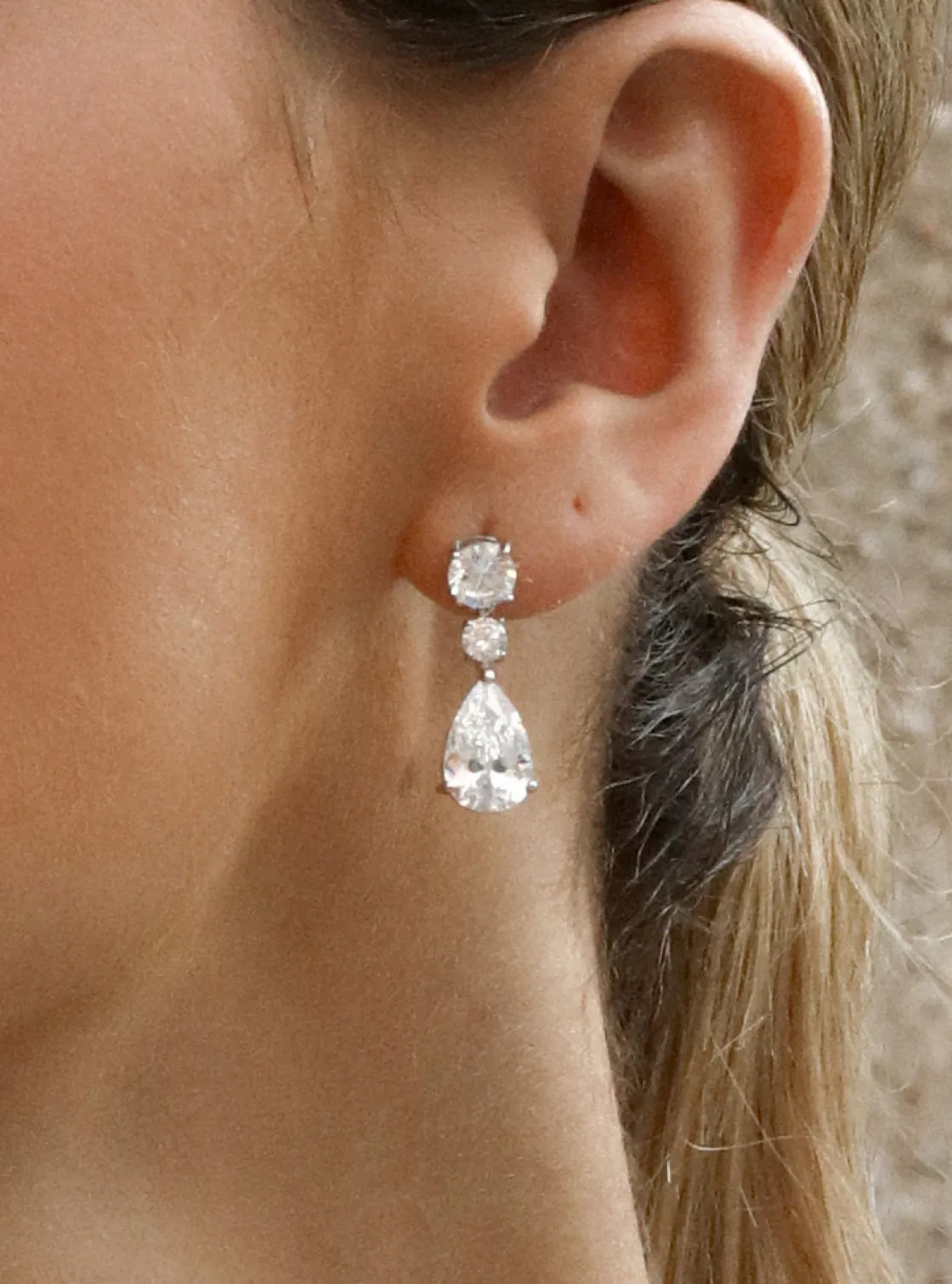 Pendientes Largos | LINEARGENT Pendientes de novia pequeños monocolor con circonitas