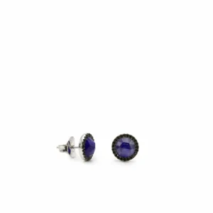 Pendientes De Piedra Natural | LINEARGENT Pendientes de piedra natural con cianita azul y circonitas negras