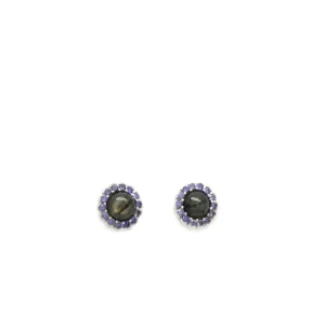 Pendientes De Piedra Natural | LINEARGENT Pendientes de piedra natural de plata diseño flor tono verde
