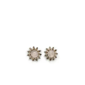 Pendientes De Piedra Natural | LINEARGENT Pendientes de piedra natural de plata diseño solar tono rosa