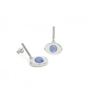 Pendientes De Piedras De Colores | LINEARGENT Pendientes de piedra natural diseño de ojo y aguamarina