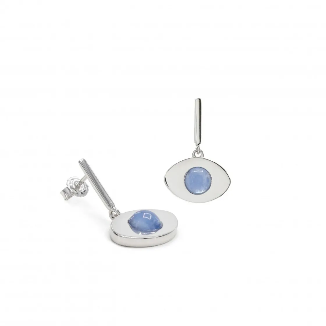 Pendientes De Piedras De Colores | LINEARGENT Pendientes de piedra natural diseño de ojo y aguamarina