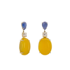 Pendientes Largos | Pendientes De Piedra Natural | LINEARGENT Pendientes de piedra natural en tono citrine