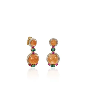 Pendientes De Piedra Natural | LINEARGENT Pendientes de piedra natural estilo colgante en tonos naranjas