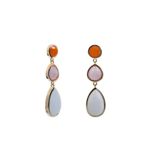Pendientes Largos | Pendientes De Piedra Natural | LINEARGENT Pendientes de piedra natural largos diseño lágrima cuarzo rosa