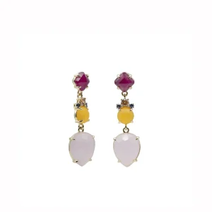 Pendientes Largos | Pendientes De Piedra Natural | LINEARGENT Pendientes de piedra natural largos en tonos rosados