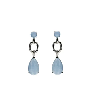 Pendientes Largos | Pendientes De Piedras De Colores | LINEARGENT Pendientes de piedra natural lágrima tono azul aventurina