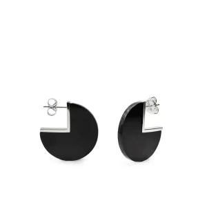 Pendientes Originales | Pendientes De Piedra Natural | LINEARGENT Pendientes de piedra onix en círculo 3/4