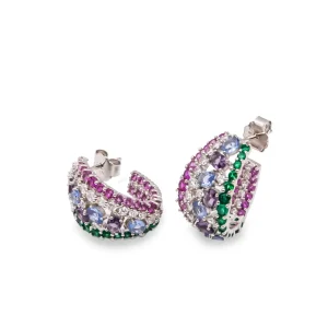 Pendientes De Piedras De Colores | LINEARGENT Pendientes de piedras de colores aro tonos morados