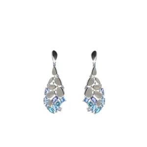 Pendientes Largos | Pendientes De Piedras De Colores | LINEARGENT Pendientes de piedras de colores de tonos azules