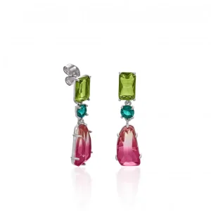 Pendientes Largos | Pendientes De Piedra Natural | LINEARGENT Pendientes de piedras de colores diseño colgante con movimiento